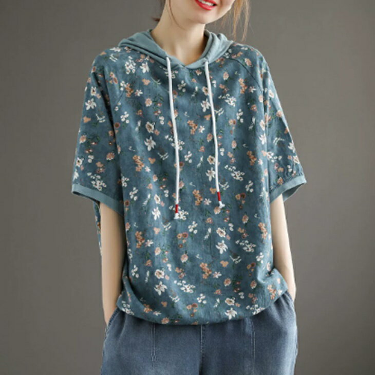 ざっくり レディース ゴルフウエア アース柄 半袖ポロフード付きシャツ パーカー オールシーズン 吸水速乾 普段着にも 大人かわいい 着心地重視 カジュアルゴルフウエア レディースゴルフシャツ ゴルフ女子 大人ゴルフウエア 被らない インポートカジュアル ゴルフウエア