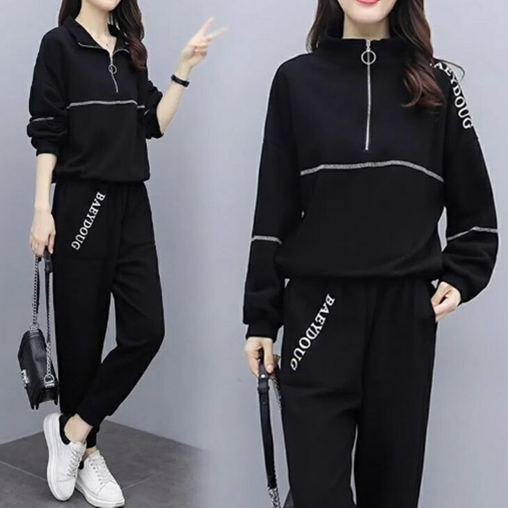 ゆったり 大きいサイズ レディース ゴルフウエア オールシーズン 春夏秋冬 長袖 ゴルフセットアップ ツーピース ジッパージャケット ゆったりパンツ 着痩せして見える カジュアル ゴルフウエア 動きやすい 韓国 ゴルフ 被らないインポート ゴルフウエア 大人カジュアル