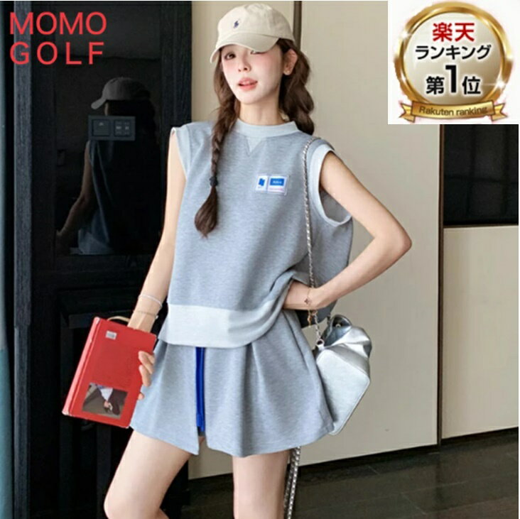 그레이의 민소매가 귀여운 여성 골프 웨어 셋업 투피스 민소매 셔츠 러프 팬츠 플리츠 스커트 시원한 소재 신축 스트레치 소재 골프 셋업 올 시즌 어른 골프 웨어 한국 골프 캐주얼 스포츠웨어