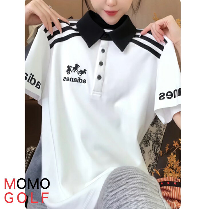 肩ラインが可愛い オールシーズン ゴルフシャツ レディース ゴルフウエア 季節を問わず着られる 春夏秋冬 ポロシャツ 半袖 ゴルフ シャツ カジュアル ゴルフウエア 動きやすい 被らないインポート ゴルフウエア