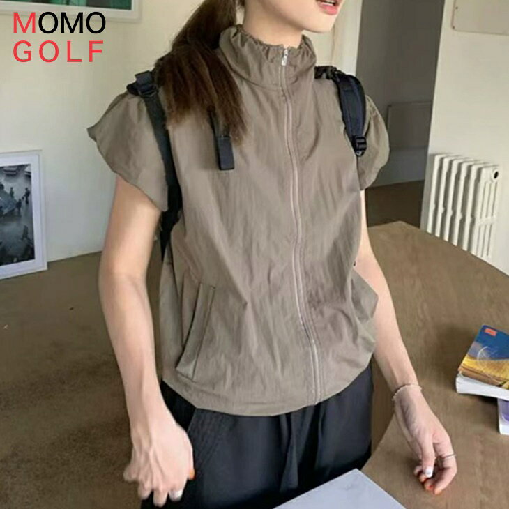 樂天商城 - こんなの欲しかった！ レディース ゴルフウエア ハイネック 半袖ジッパー ライトブルゾン 軽いレインウエアにも 春夏 トップス ブルゾン オールシーズン カジュアル ゴルフウエア 動きやすい 薄手素材 涼しく蒸れにくい素材 韓国 ゴルフ 被らないインポート ゴルフウエア