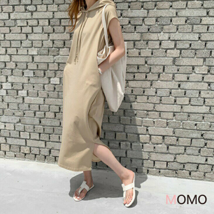 樂天商城 - ノースリーブワンピース フード付きワンピ ナチュラルワンピ さわやかワンピ カジュアルワンピ シンプルワンピ 大人カジュアル 大人ファッション 大人コーデ アラサーファッション アラサーコーデ アラフォーコーデ アラフィフコーデ 大人韓国コーデ ins