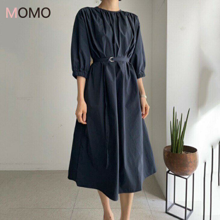 レトロラウンドネックワンピース バックカラーワンピース 普段着ワンピース ナチュラルワンピース ミドル丈 大人ワンピ 大人カジュアル 大人ファッション 大人コーデ アラサーファッション アラサーコーデ アラフォーコーデ アラフィフコーデ 大人韓国コーデ
