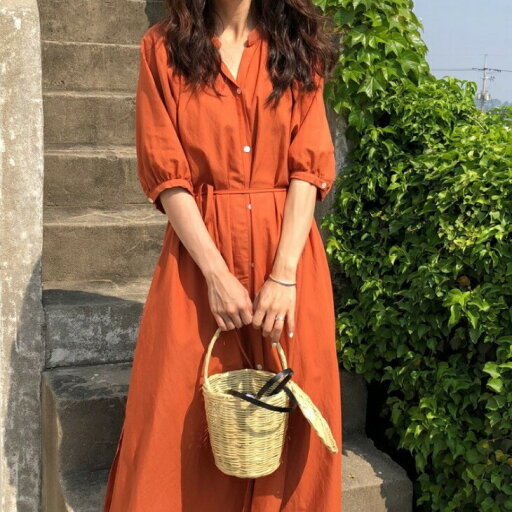 ロングシャツワンピース シャツワンピ ハイウエスト 七分袖 ロング丈 フロントボタン ウエストマーク パフスリーブ ロングワンピ レディース 上品 カジュアル お出かけ デート ママ ママファッション ロングシャツワンピース シャツワンピ ハイウエスト 七分袖 ロング丈 フロントボタン ウエストマーク パフスリーブ ロングワンピ レディース 上品 カジュアル お出かけ デート ママ ママファッション