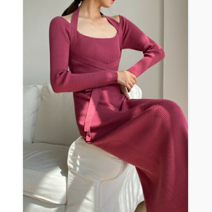 ウールニットワンピース ロングワンピ パーティーワンピ きれかわワンピ 大人ワンピ 大人ファッション 大人コーデ 大人カジュアル 大人韓国コーデ アラサーファッション アラサーコーデ ママコーデ アラフォーコーデ シンプルライフコーデ