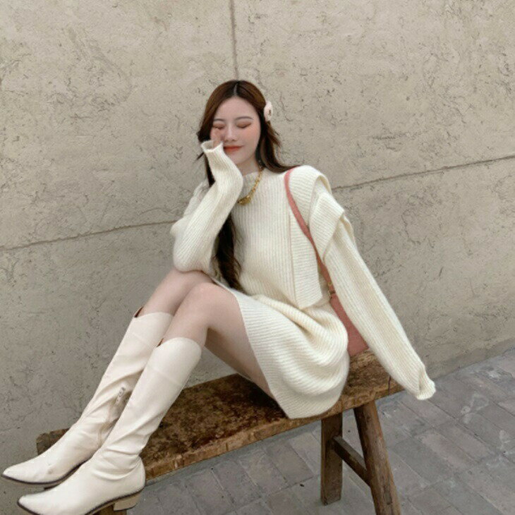 ゆったりセーターワンピ—ス ざっくりニットワンピ 清楚ワンピ 大人カジュアルワンピ きれかわワンピ 大人ファッション 大人コーデ 大人カジュアル 大人韓国コーデ アラサーファッション アラサーコーデ ママコーデ アラフォーコーデ シンプルライフ