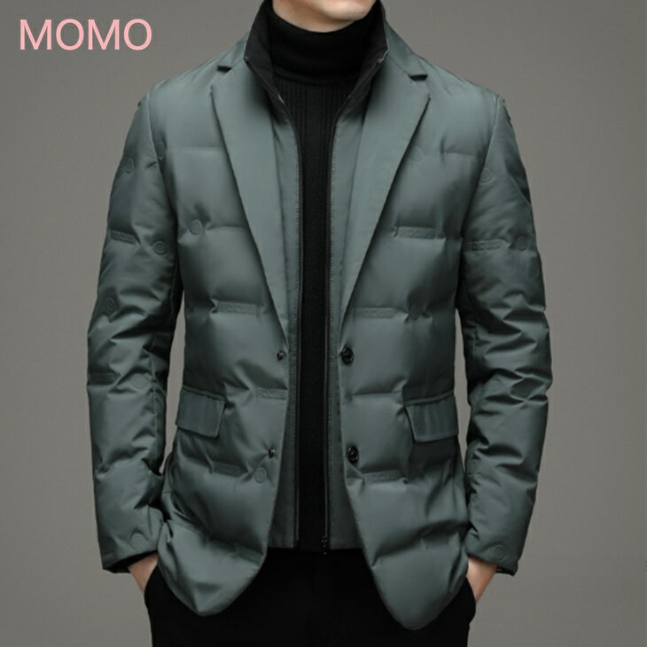 メンズ スリム ダウンジャケット 背広型 ダウンジャケット ホワイトグース ダウン 暖か 防寒 内襟付き 軽量 スーツ 大人カジュアル メンズ ウエア 普段着 ...