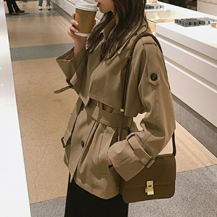 ショートトレンチコート レトロコート ジャケットコート レディースジャケットコート コートジャケット アウターコート アウター スタンドカラー 防寒 ミドル丈 あったか 大きめサイズ 小さいサイズ 着痩せ 秋冬 防寒 レディース アラサーファッション