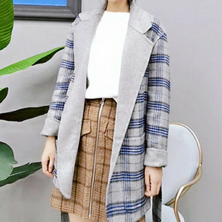 樂天商城 - 格子柄ショートコート 秋冬 ウールコート 変形 シンプル お洒落 ウール素材 大き目 スタイリッシュ アウター コート きれいめ 大人 秋 冬 韓国ファッション 韓国コーデ ベーシック レトロ調 アラサーファッション