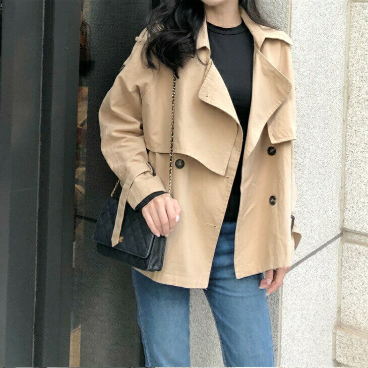 樂天商城 - コートジャケット ダブル アウター 秋アウター レディース 羽織 上着 ショート丈 ストレッチ素材 アウター感覚 無地 シンプル 柄 万能 大人 スーツ ライトアウタージャケットコート シンプル