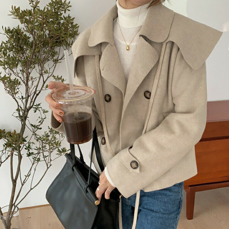 樂天商城 - ウールジャケットコート ショートコートジャケット きれい目ジャケット ウールジャケット 大人ジャケット 大人ファッション 大人コーデ ワンマイルコーデ ナチュラルファッション 大人可愛いコーデ 韓国insファッション アラサーファッション アラサーコーデ