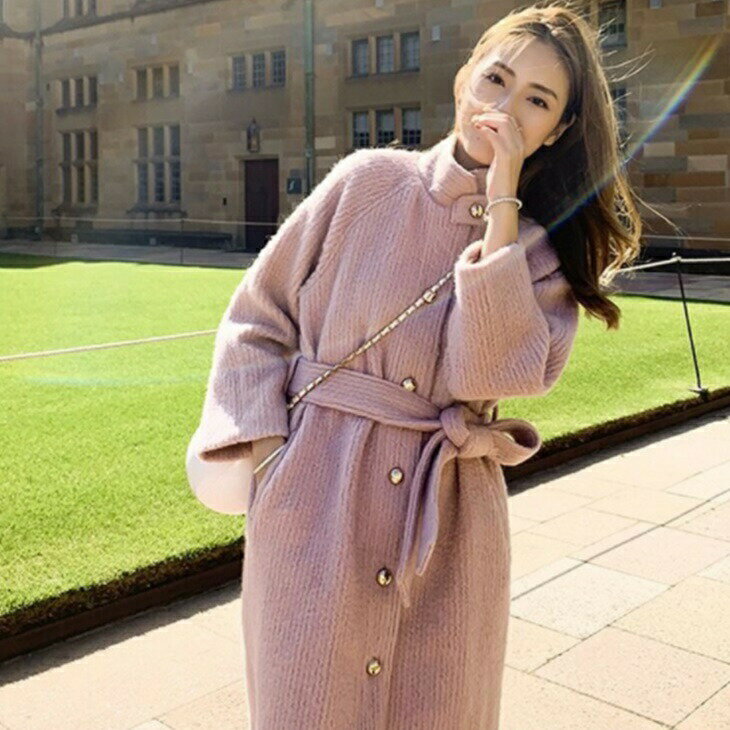 Other Jackets Jumpers - ウールロングコート ウエストリボン付き スタンドカラー 大人コート 大人ファッション 大人コーデ 大人カジュアル 大人韓国コーデ アラサーファッション アラサーコーデ アラフォーコーデ アラフォーファッション ママコーデ ワンマイルコーデ きれい目コーデ