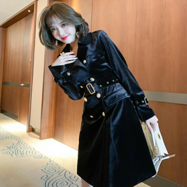 樂天商城 - メタル調ミドルコート ダブルボタン付き 大人コート 大人ファッション 大人コーデ 大人カジュアル 大人韓国コーデ アラサーファッション アラサーコーデ アラフォーコーデ アラフォーファッション ママコーデ ワンマイルコーデ きれい目コーデ