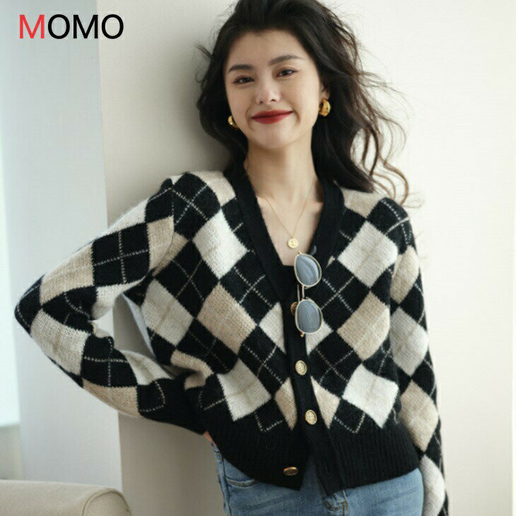 樂天商城 - ひし形ニットセーターカーディガント 厚手カーディガンセーター あったか素材 カジュアルセーター 大人カジュアル アラサーちゃん アラサーコーデ アラフォーコーデ シンプルコーデ 大人ファッション 大人コーデ 大人韓国コーデ ins ワンマイルコーデ