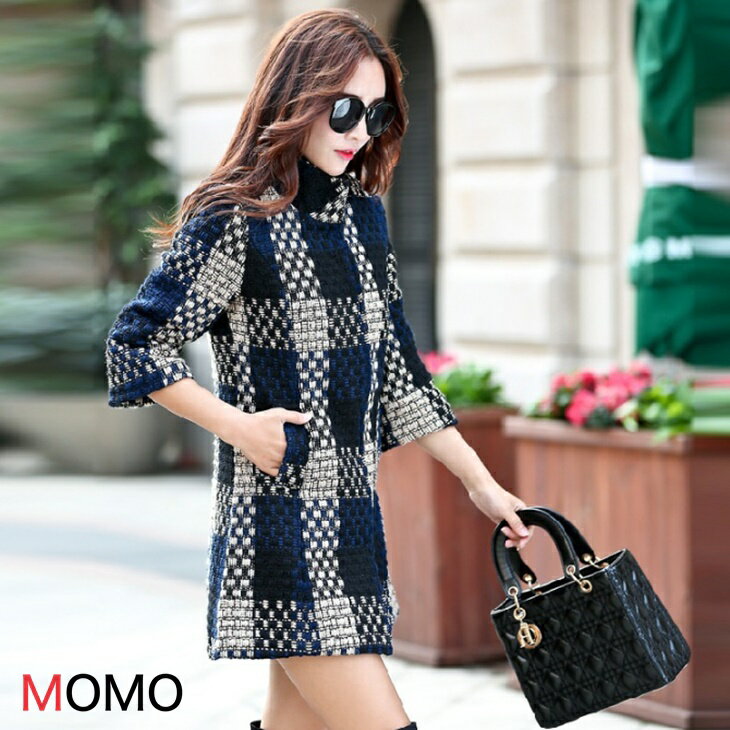 樂天商城 - 大きいサイズ ミドル丈 ウール ツイード チェスターコート 格子柄 アウター オーバーコート スリムデザイン 秋冬 大人カジュアル アラサーコーデ ナチュラルコーデ 韓国 ファッション アラサーちゃん アラフォーコーデ ナチュラルコーデ お出かけコート