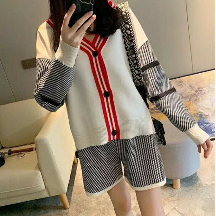 カーディガン パンツ セットアップ 2ピース お洒落セットアップ ニットセットアップ カーディガン ショートパンツ お出かけ用 部屋着用 韓国コーデ 韓国ファッション アラサーコーデ アラサーファッション