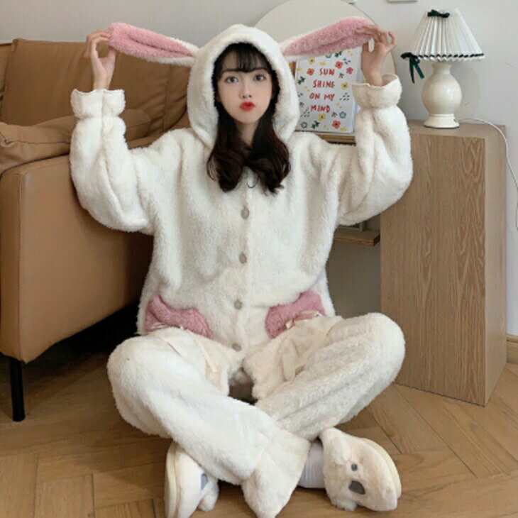 樂天商城 - フリースルームウエア 可愛い部屋着 フード付きルームウエア 大人カジュアル きれかわコーデ 大人ファッション 大人コーデ 大人カジュアル 大人韓国コーデ アラサーファッション アラサーコーデ ママコーデ アラフォーコーデ シンプルライフコーデ