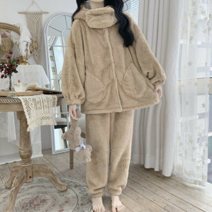 樂天商城 - もこもこルームウエア 可愛い部屋着 フード付きルームウエア 大人カジュアル きれかわコーデ 大人ファッション 大人コーデ 大人カジュアル 大人韓国コーデ アラサーファッション アラサーコーデ ママコーデ アラフォーコーデ シンプルライフコーデ