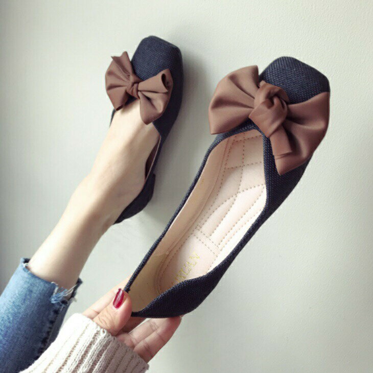 ちょう結びスクエアトゥフラットパンプス フラッ...の紹介画像3