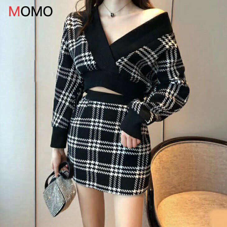 大きなチェック柄とクロスボーダー 厚手ツーピーススカート＋ジャケット 大人カジュアル アラサーちゃん アラサーコーデ アラフォーコーデ シンプルコーデ 大人ファッション 大人コーデ 大人韓国コーデ ワンマイルコーデ