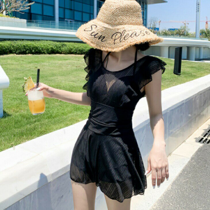 UV対策 ワンピース水着 ポッコリおなかが隠れる ナチュラル水着 控え目水着 シンプル水着 リゾートファッション ビーチファッション ナイトプール水着 大人ファッション 大人コーデ 大人水着 韓国ファッション アラサーファッション アラサーコーデ ins