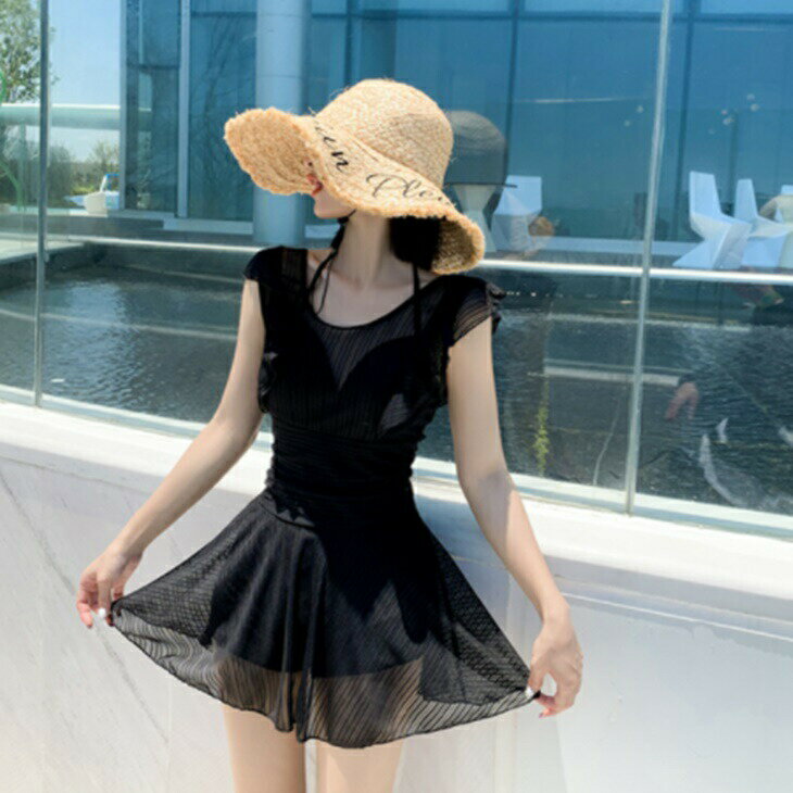 UV対策 ワンピース水着 ポッコリおなかが隠れる ナチュラル水着 控え目水着 シンプル水着 リゾートファッション ビーチファッション ナイトプール水着 大人ファッション 大人コーデ 大人水着 韓国ファッション アラサーファッション アラサーコーデ ins