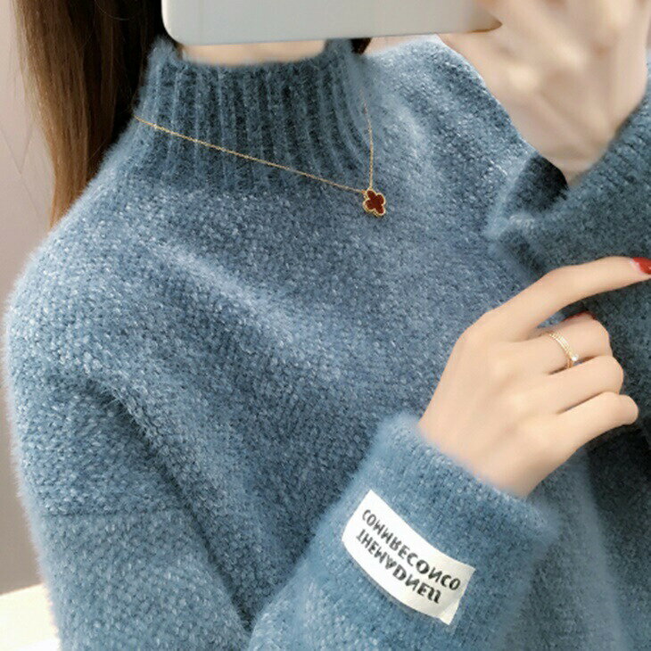 ハイネックニットトップス オーバーニット シンプル 温かトップス 大人トップス 大人ファッション 大人コーデ 気軽なニット ワンマイル..