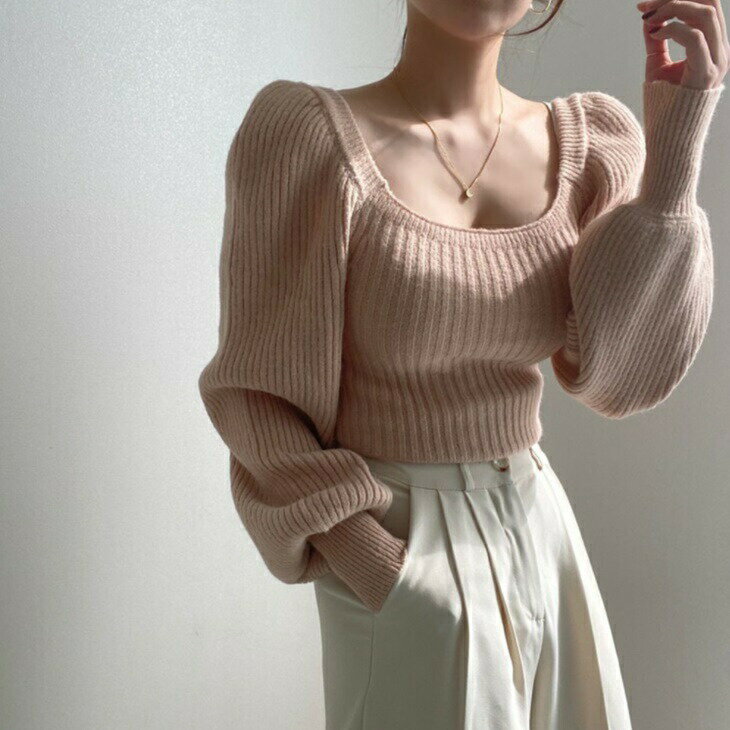 ルーズランタンニットセーター ニットセーター きれい目セーター 大人セーター 大人ファッション 大人コーデ ワンマイルコーデ ナチュラルファッション 大人可愛いコーデ 韓国insファッション アラサーファッション アラサーコーデ