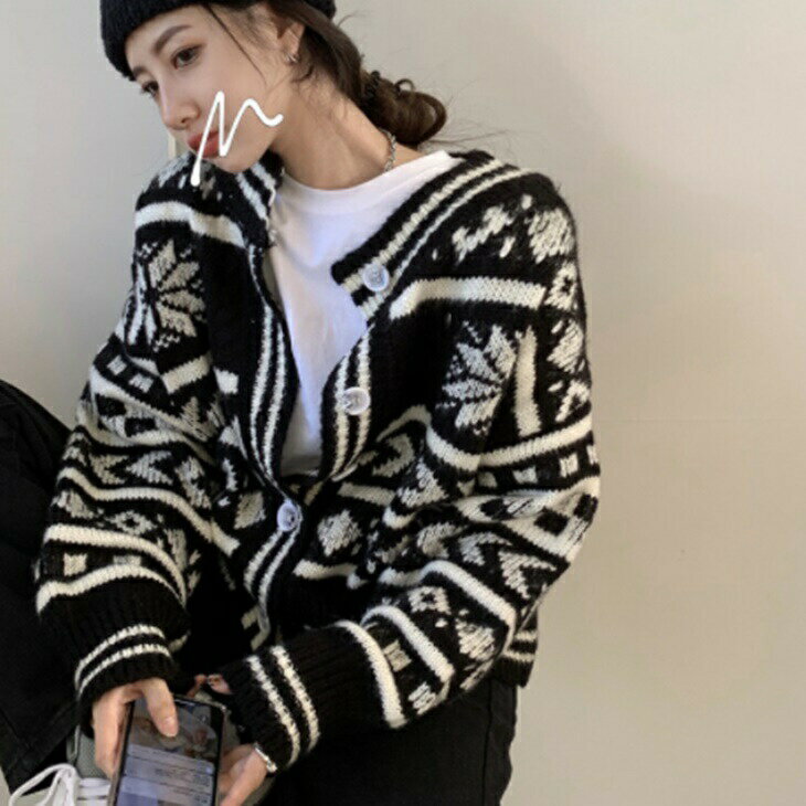 ルーズニットカーディガン ざっくりニット 大人ニットカーディガン 被らない綺麗 大人カジュアル 大人コーデ 大人韓国ファッション 大人韓国コーデ アラサーファッション アラサーコーデ アラフォーファッション アラフォーコーデ ワンマイルコーデ 韓国ins(4.0)