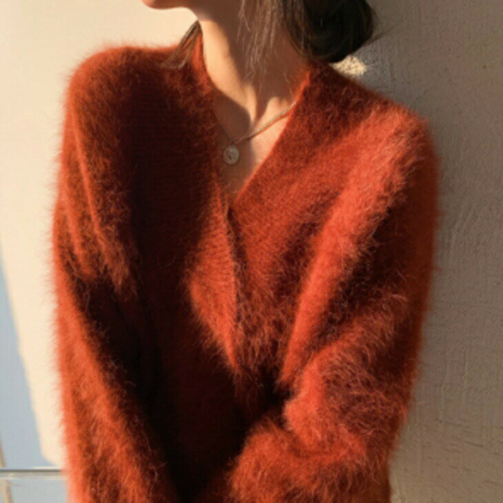 樂天商城 - Vネックウールセーター ざっくりルーズセーター プルオーバーニットセーター 大人カジュアル 大人ガーリー 大人韓国コーデ 大人コーデ 大人可愛い アラサーファッション アラサーコーデ ママコーデ アラフォーコーデ シンプルコーデ シンプルライフ ins