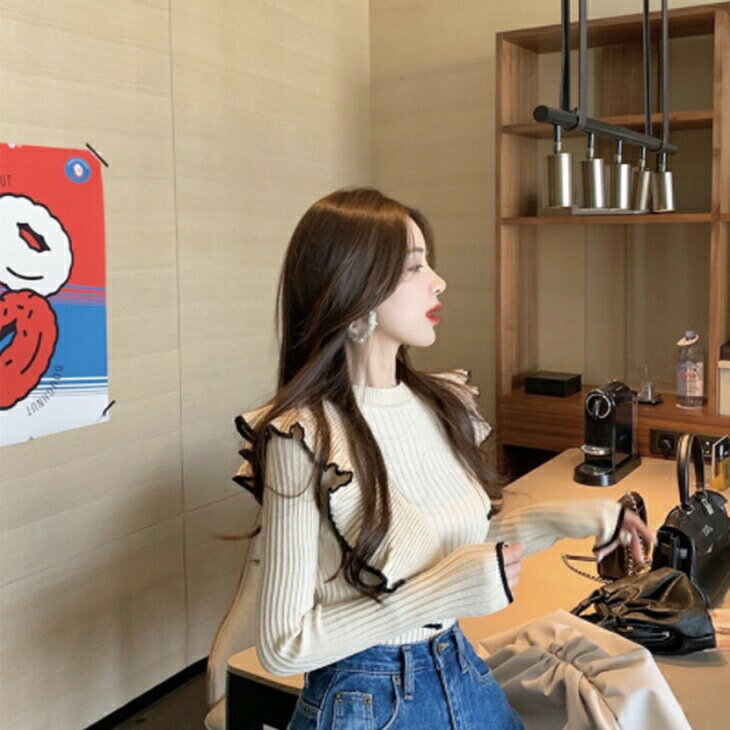 秋冬 韓国ファッション 韓国コーデ 3色 長袖 トップス ニット レディース レディースファッション レディーストップス 大人 きれいめ 上品 可愛い かわいい お洒落 バイカラー プチプラ プチプラファッション 369makeup-10001252 大人カジュアル&ゴルフ MOMO サンプル画像2