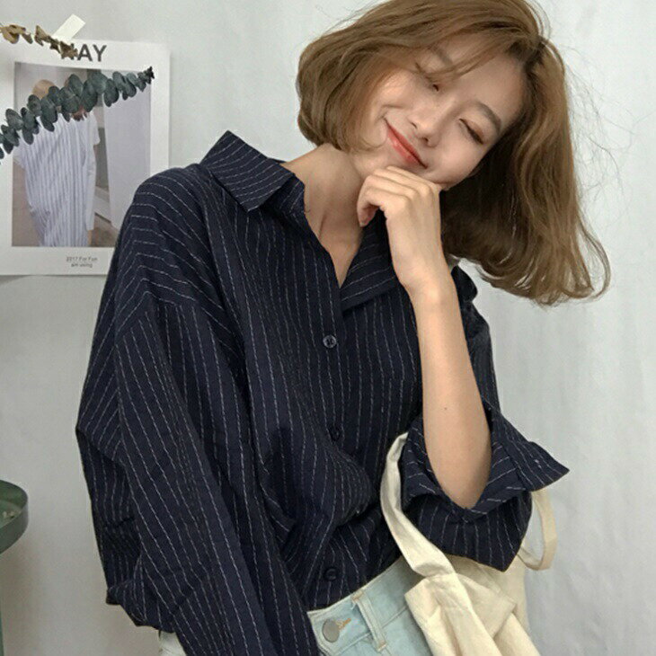 ストライプシャツブラウススーツトッ...