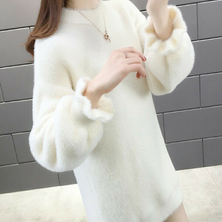 ふんわりニット リブトップス 着やせニット 袖フリル シンプルニット インナーニット 可愛い 大人スタイル アラサーファッション シンプルコーデ リブニット 韓国ファッション 韓国コーデ おとなコーデ 秋 冬 コーデのサムネイル