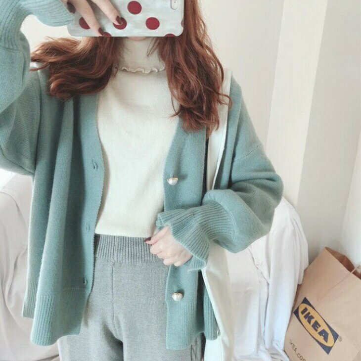 Nylon, Rayon, Polyester - やわらかニットカーディガン ニットセーター セーターニット 韓国ファッション 韓国コーデ ゆったりニット 大人かわいい 大人コーデ 秋 冬 あったかニット ボリューム オフィス 防寒 カーデ 長袖 20代 30代 40代 OL ママ 母
