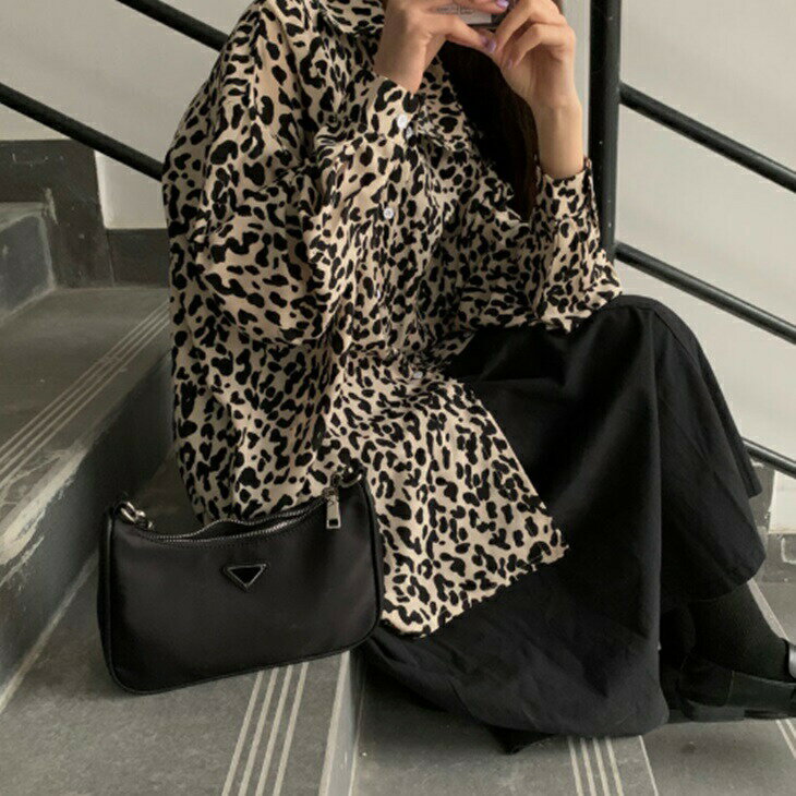 大人気レパード柄シャツお洒落レパー...