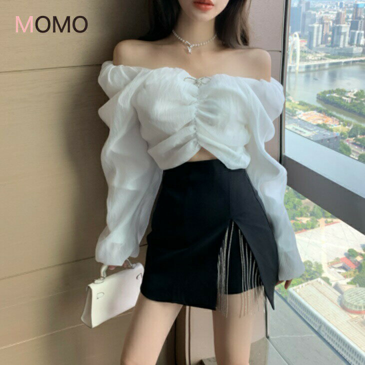 樂天商城 - シフォンフェアリーショートブラウス オフショルダーブラウス 被らないブラウス 夏ブラウス 大人ファッション 大人コーデ 大人カジュアル 大人韓国コーデ アラサーファッション アラサーコーデ ママコーデ 綺麗めコーデ シンプルコーデ シンプルライフコーデ