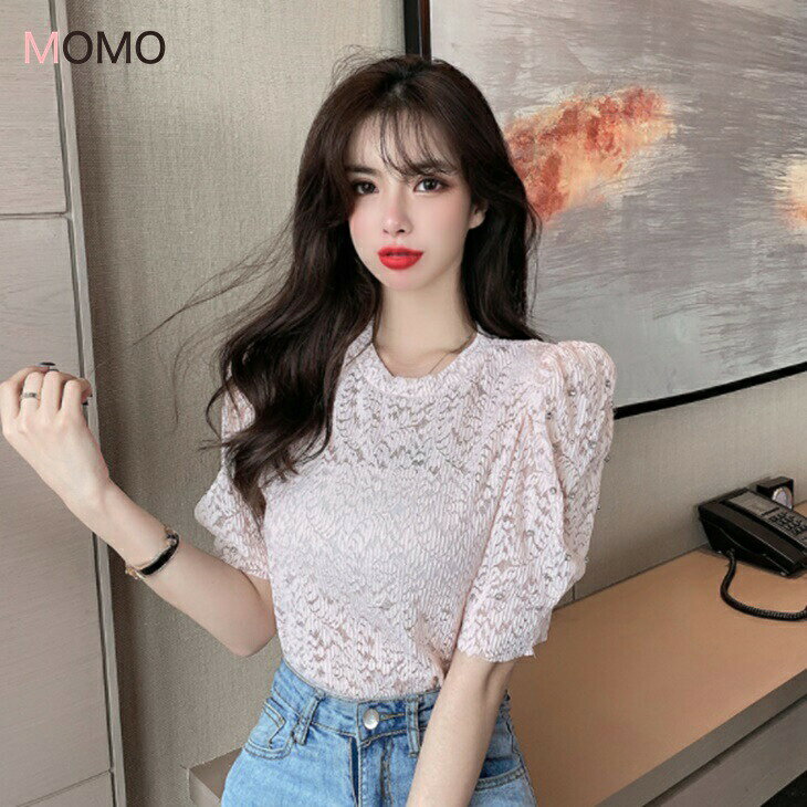 樂天商城 - 半袖パフスリーブシャツ カジュアルレースシャツブラウス 綺麗シャツ 着回し自在シャツ 大人ファッション 大人コーデ 大人カジュアル 大人韓国コーデ アラサーファッション アラサーコーデ ママコーデ 綺麗めコーデ シンプルコーデ ins