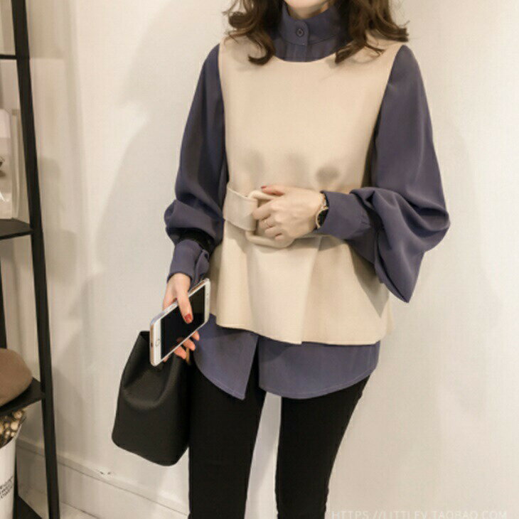 樂天商城 - 【セット販売】 綺麗ブラウス＋オーバーベスト オールシーズントップス 綺麗シルエットシャツ 大人ファッション 大人コーデ 大人カジュアル 大人韓国コーデ アラサーファッション アラサーコーデ ママコーデ 綺麗めコーデ シンプルコーデ シンプルライフコーデ