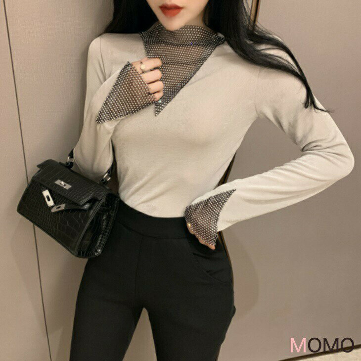 樂天商城 - Vネックキラキラステッチプシャツ 長袖シフォンシャツブラウス セクシーシャツ フェアリーブラウス 大人ファッション 大人コーデ 大人カジュアル 大人韓国コーデ アラサーファッション アラサーコーデ ママコーデ シンプルシャツ シンプルスタイル ins