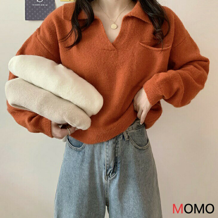 樂天商城 - 襟付きVネックニットセーター ウールニットセーター シンプルニットセーター 普段着ニットセーター 大人カジュアルコーデ アラサーちゃんコーデ アラサーコーデ アラフォーコーデ ティーンファッション 大人ファッション 大人コーデ 大人韓国コーデ ins