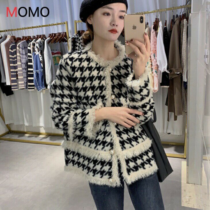 樂天商城 - 千鳥格子ツイードジャケット ショートツイードジャケット シンプルカジュアルジャケット 普段着ジャケット 大人カジュアルコーデ アラサーちゃん アラサーコーデ アラフォーコーデ シンプルコーデ 大人ファッション 大人コーデ 大人韓国コーデ ワンマイルコーデ