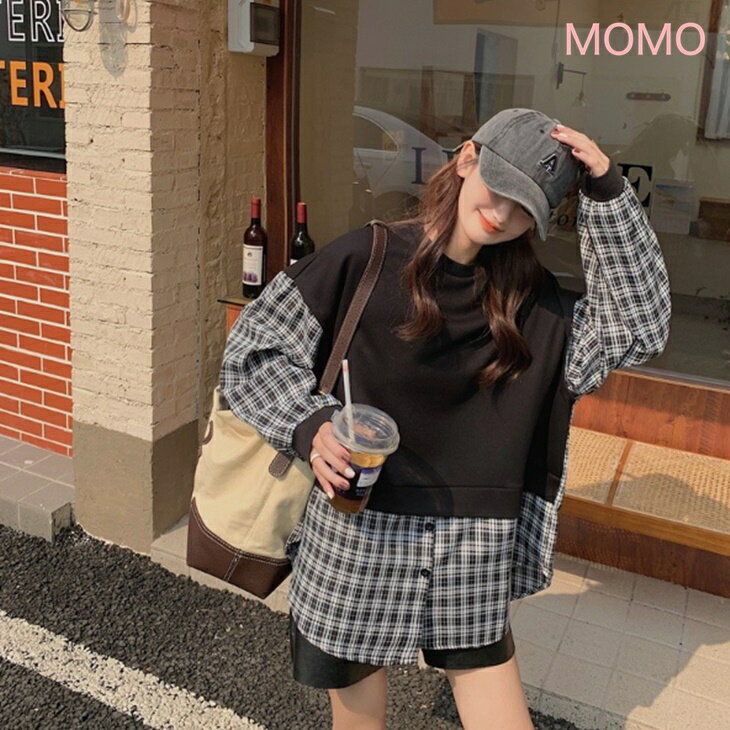 樂天商城 - ドッキングニット シャツ+ニットセーター ハイネックニット フェイクシャツセーター 大人カジュアル アラサーコーデ ナチュラルコーデ 韓国 ファッション アラサーちゃん アラフォーコーデ ナチュラルコーデ ワンマイルコーデ 普段着ニット