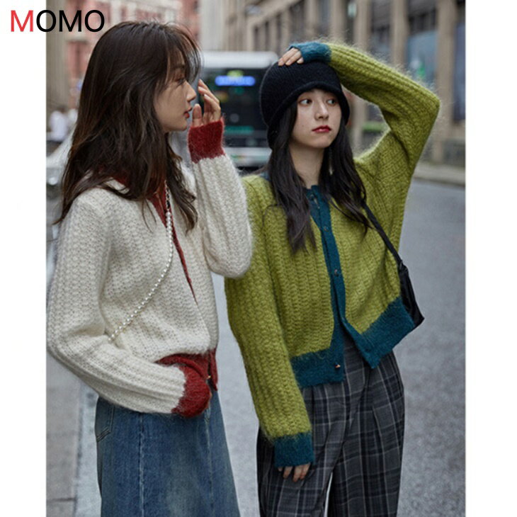 やわらかモヘア風ラウンドネックニッ...