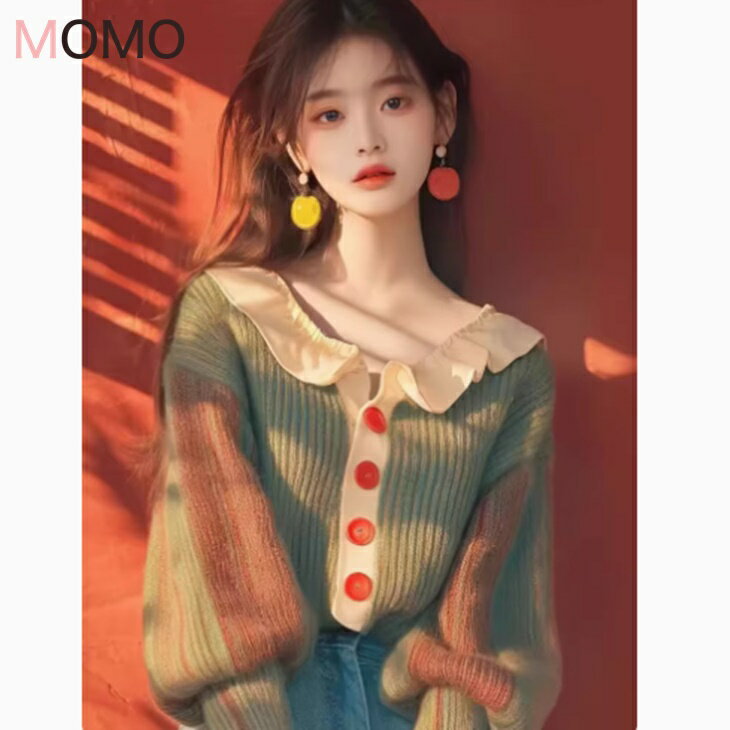 樂天商城 - フリル カーディガン ニットセーター春秋冬 オールシーズン きれいめ ニットカーディガン セーター 大人可愛い フリルニットトップス 大人カジュアル 大人ファッション 大人コーデ アラサーファッション アラサーコーデ 大人韓国コーデ ワンマイルコーデ