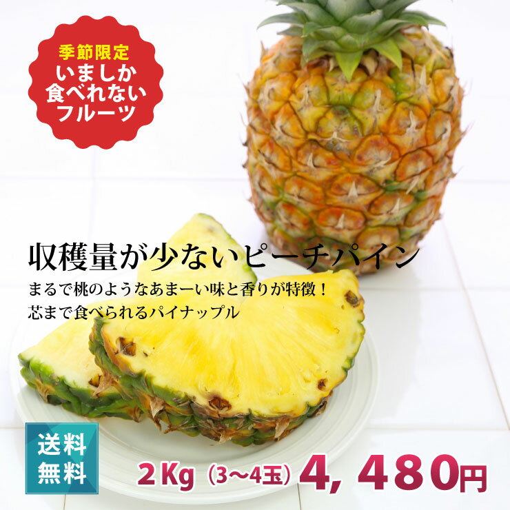 6月上旬より発送 ピーチパイン2kg（3〜4玉）送料無料　もぎたて　パイナップル　沖縄 宮古島 国産　フルーツ