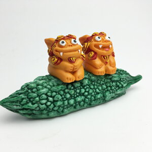 ゴーヤーシーサー【送料無料】かわいい手のひらサイズの置物【沖縄 宮古島 お土産】車や玄関 デスク等お好きな場所に♪【小物 インテリア 民芸品 雑貨】