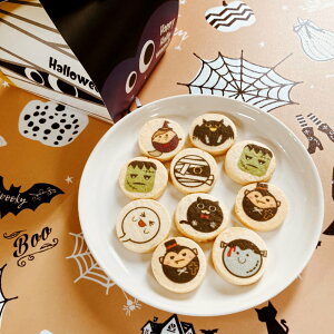 【Halloween 2022】ハロウィン ミニプリントクッキー 10枚入り ギフトバルーン 【焼き菓子 お菓子 イベント 景品 おもしろ かわいい 子ども】