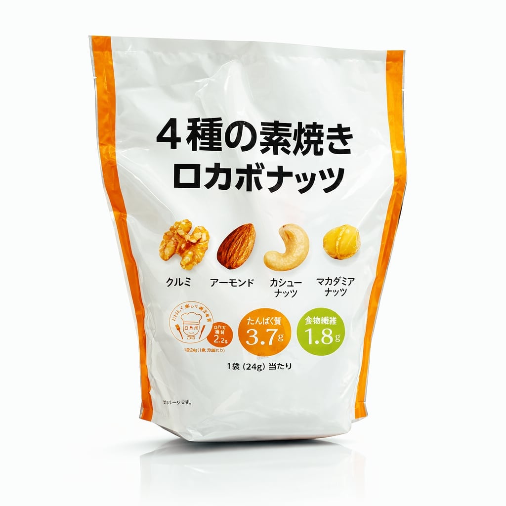 Rakuten - 低糖質　4種の素焼きロカボナッツ　24gx28袋入　（クルミ アーモンド カシューナッツ マカデミアナッツ オメガ3 ダイエット メタボ 小分け 高血圧 おやつ おつまみ）