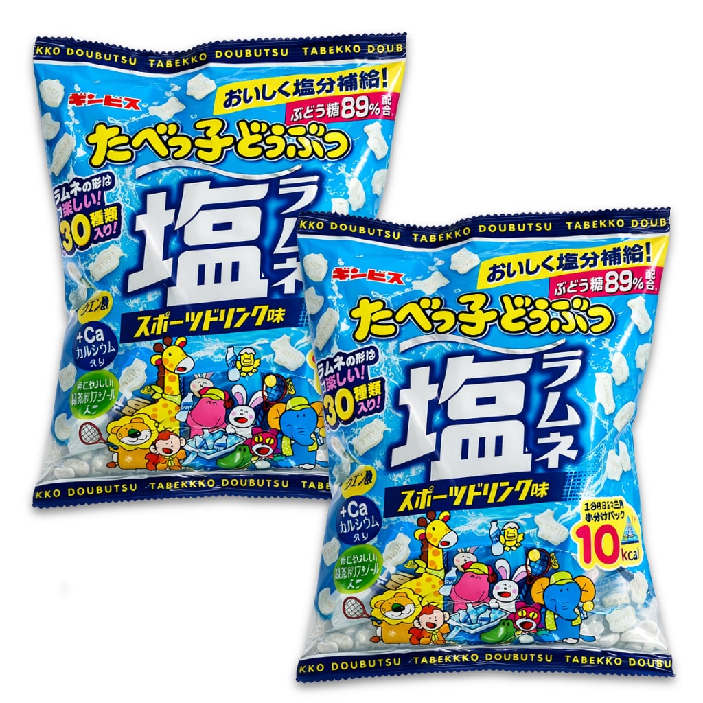 新商品 たべっ子どうぶつ 塩ラムネ （スポーツドリンク味） 80gx2袋セット 個包装 ぶどう糖配合 熱中症 対策 おやつ 塩タブレット 動物 テトラ ギンビス