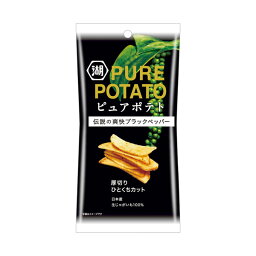 湖池屋 ピュアポテト 厚切りひとくちカット 伝説の爽快ブラックペッパー スリムバック 32g 12コ入り 2024/02/05発売 (4901335137378x2)